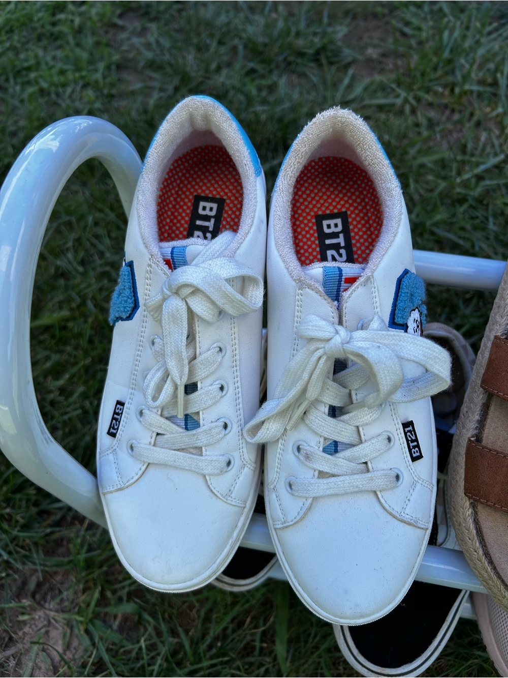 BT21 RJ Skechers White Sneakers with Blue Accents